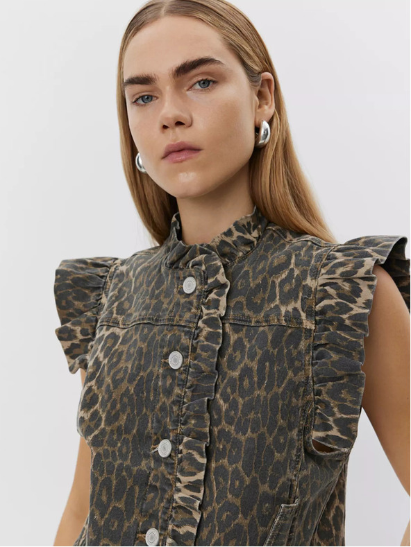 Sofie Schnoor Кафява дамска жилетка с шарка Sofie Schnoor