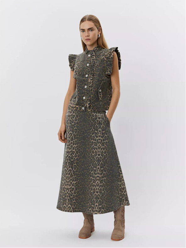 Sofie Schnoor Кафява дамска жилетка с шарка Sofie Schnoor