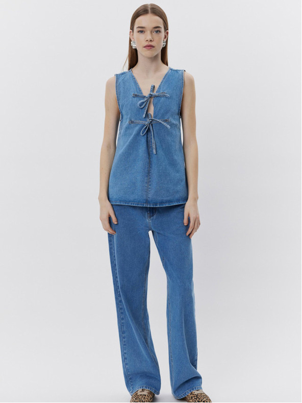 Sofie Schnoor Син дамски топ от деним Sofie Schnoor