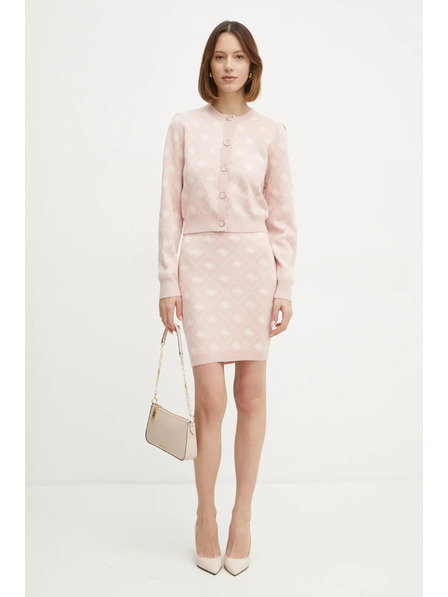 Guess Jeans Дамска розова мини пола от вълнена смес с лого 4G Guess jeans