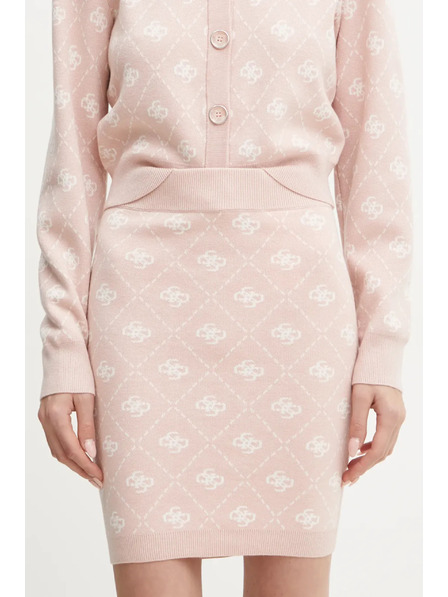 Guess Jeans Дамска розова мини пола от вълнена смес с лого 4G Guess jeans