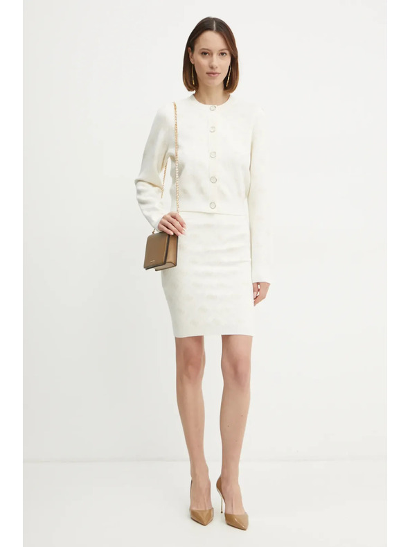 Guess Jeans Дамска бяла мини пола от вълнена смес с лого 4G Guess jeans