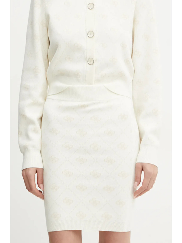 Guess Jeans Дамска бяла мини пола от вълнена смес с лого 4G Guess jeans