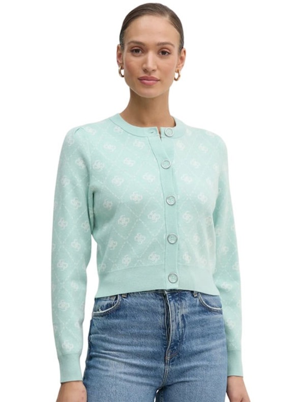 Guess Jeans Дамска зелена жилетка от вълнена смес с лого 4G Guess jeans