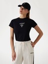 Guess Jeans Дамска черна тениска с предно лого Guess jeans