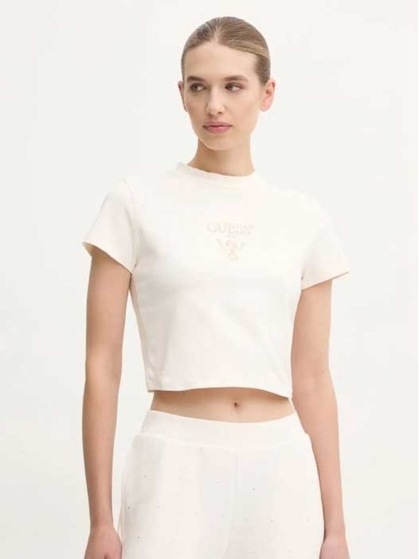 Guess Jeans Дамска бяла crop тениска Colette Guess jeans