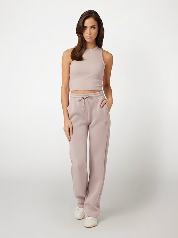 Guess Jeans Дамско розово скъсено тилко от ребрест плат Guess jeans