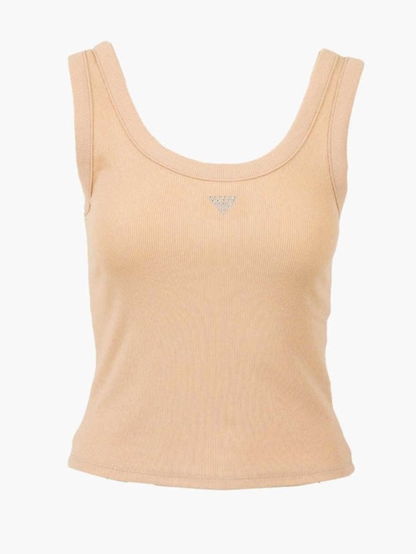 Guess Jeans Дамско бежово тилко с малък триъгълен лого Guess jeans