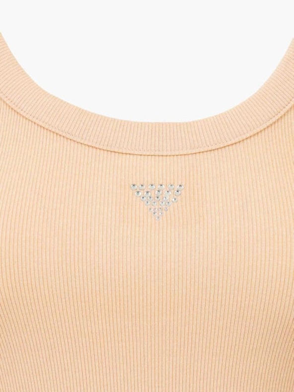 Guess Jeans Дамско бежово тилко с малък триъгълен лого Guess jeans