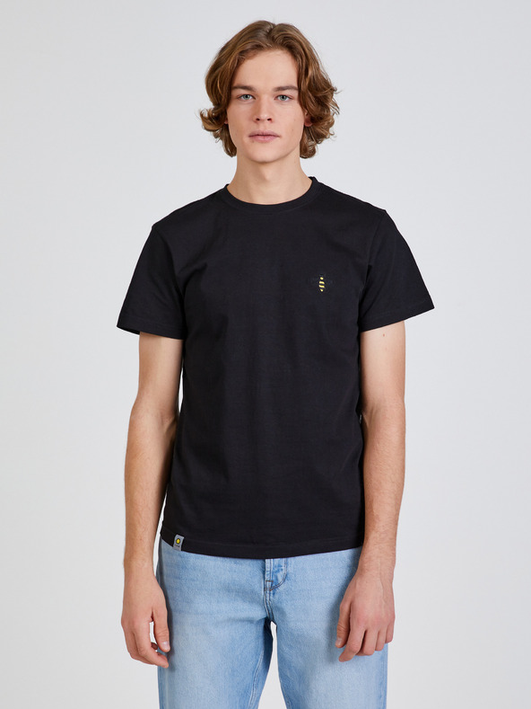 DOBRO Черна унисекс тениска с бродерия на пчели GOOD. for Forsage