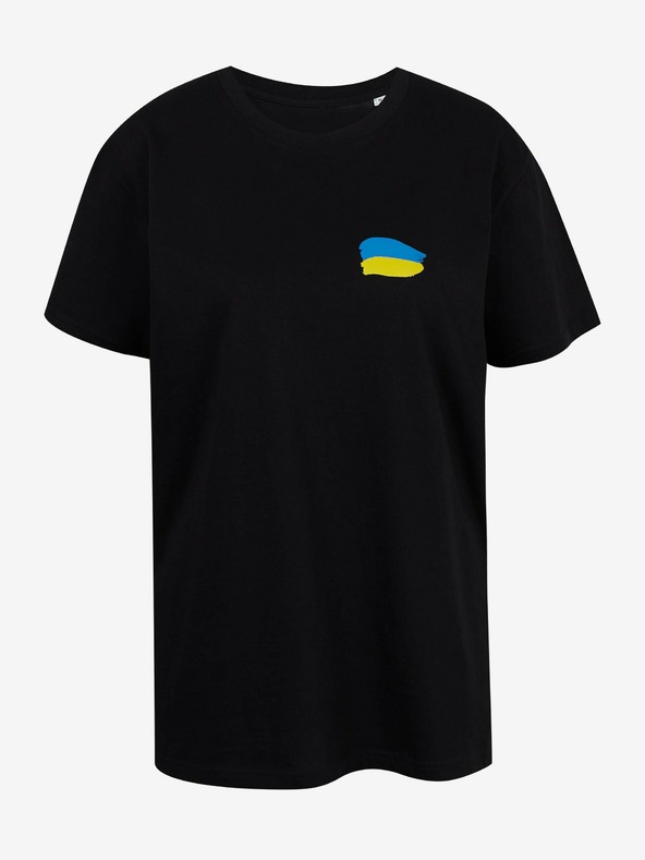 DOBRO Черна дамска oversize тениска Няма нужда от думи от колекцията DOBRO. for Ukraine