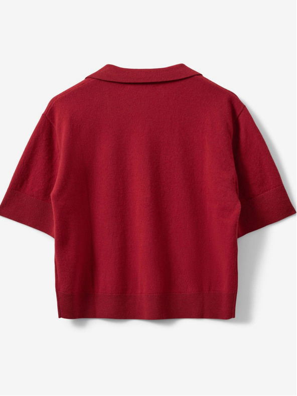 Sofie Schnoor Червена дамска риза с вълнен пуловер Sofie Schnoor