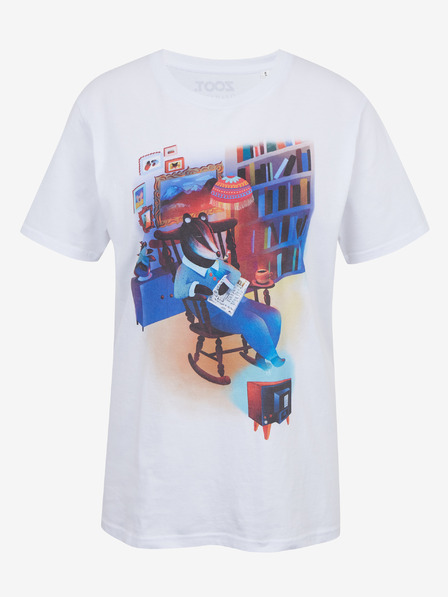 DOBRO Бяла дамска тениска с принт Zoot DOBRO. Язовец