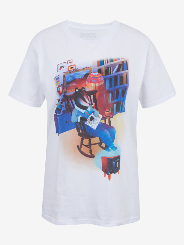 DOBRO Бяла дамска тениска с принт Zoot DOBRO. Язовец