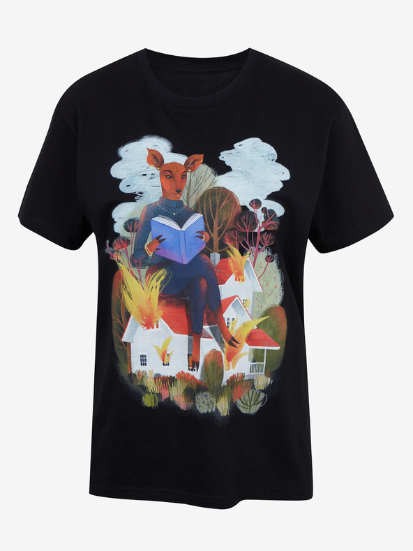 DOBRO Черна дамска тениска с принт Zoot DOBRO. Сърна