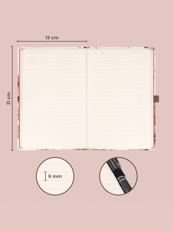 NOTIQUE NOTIQUE Бележки за прахообразни цветя, подплатени, 13 x 21 см