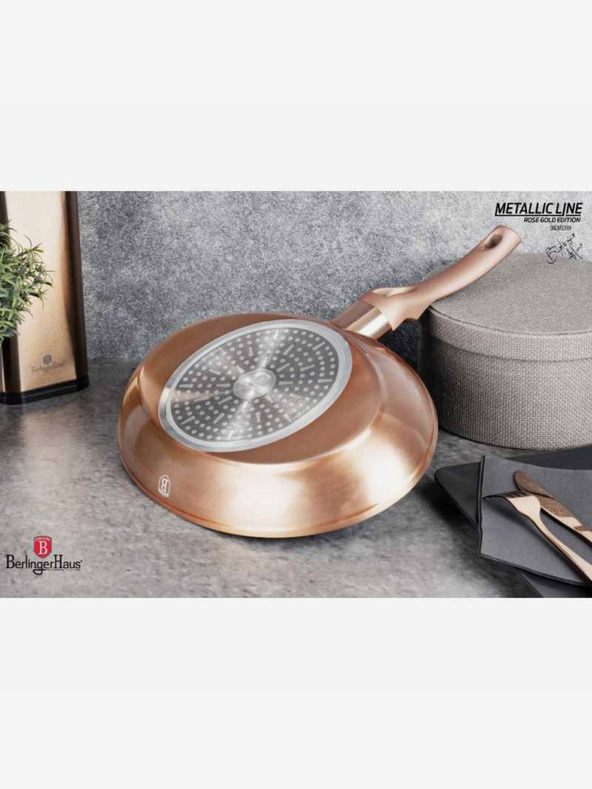 Berlingerhaus Тиган за риба и пържоли с мраморна повърхност 35 см Rosegold Metallic Line BERLINGERHAUS