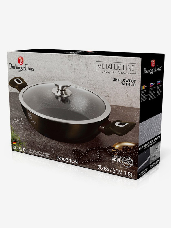 Berlingerhaus Дълбок тиган с капак 28 см Shiny Black Collection BERLINGERHAUS
