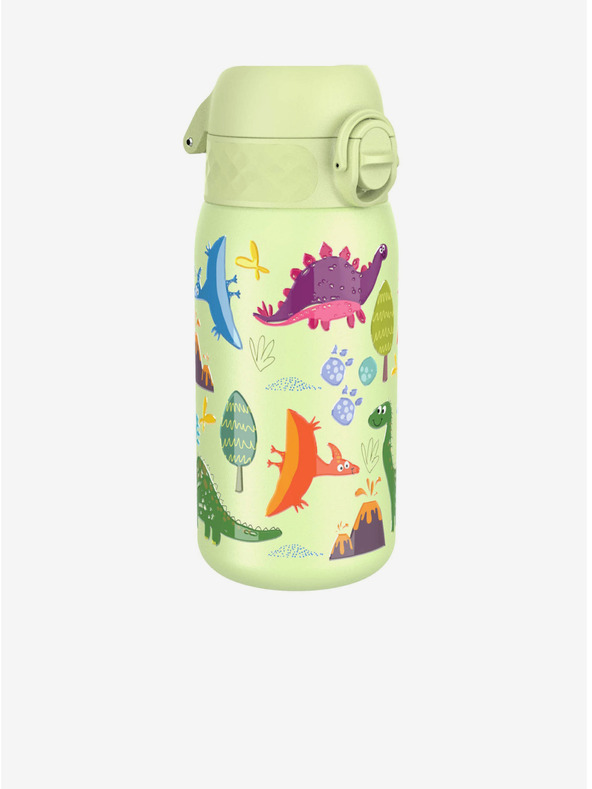 ION8 Светлозелена щампована неръждаема бутилка Ion8 Leak Proof Dinosaurs (400 мл)