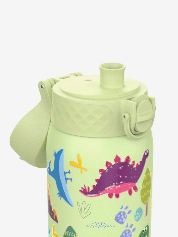 ION8 Светлозелена щампована неръждаема бутилка Ion8 Leak Proof Dinosaurs (400 мл)