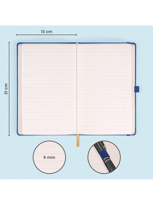 NOTIQUE NOTIQUE Бележки в тъмносиньо, подплатени, 13 x 21 cm