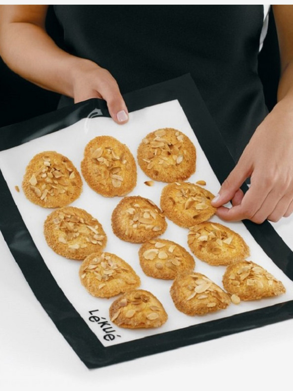 Lékué Черно-бяла силиконова кухненска подложка за печене Lékué