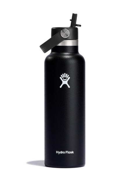 Hydro Flask Термобутилка от неръждаема стомана Hydro Flask със стандартна капачка със сламка 21 унции (621 ml), черна