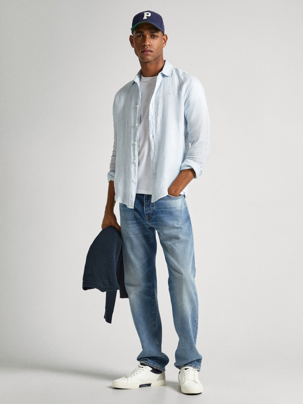 Pepe Jeans Светлосиня мъжка риза с къс ръкав Pepe Jeans