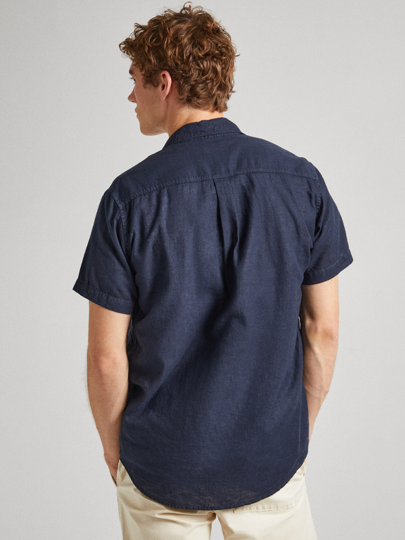Pepe Jeans Тъмно синя мъжка риза с къс ръкав Pepe Jeans