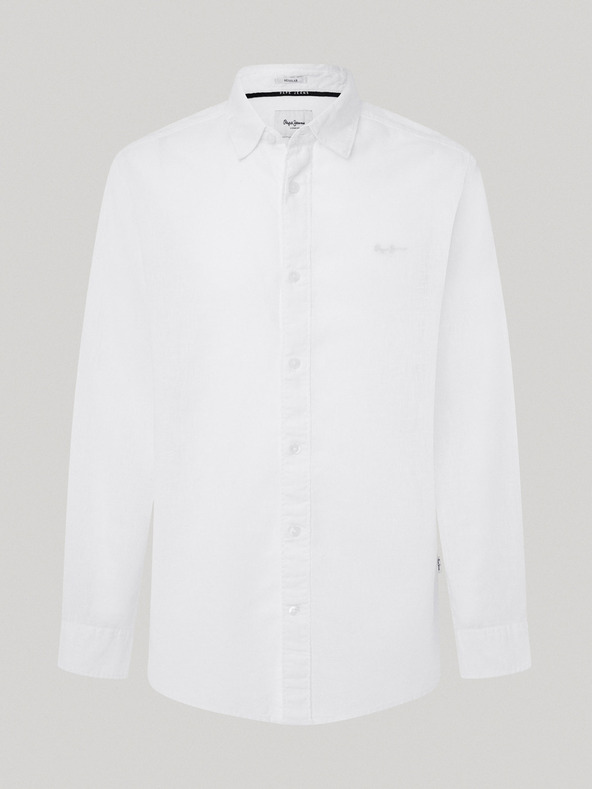 Pepe Jeans Бяла мъжка ленена риза Pepe Jeans