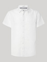 Pepe Jeans Бяла мъжка ленена риза с къс ръкав Pepe Jeans