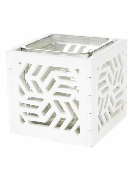 Casa de Engel Дървен свещник със стъкло - бял, 0/40