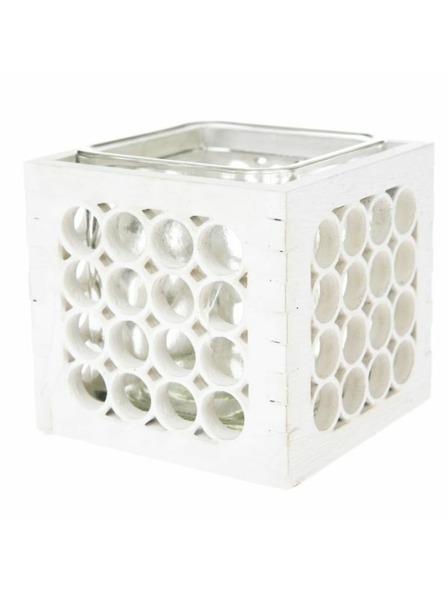 Casa de Engel Дървен свещник със стъкло - бял, 0/40