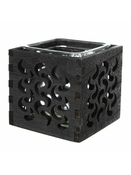 Casa de Engel Дървен свещник със стъкло - черен, 0/40