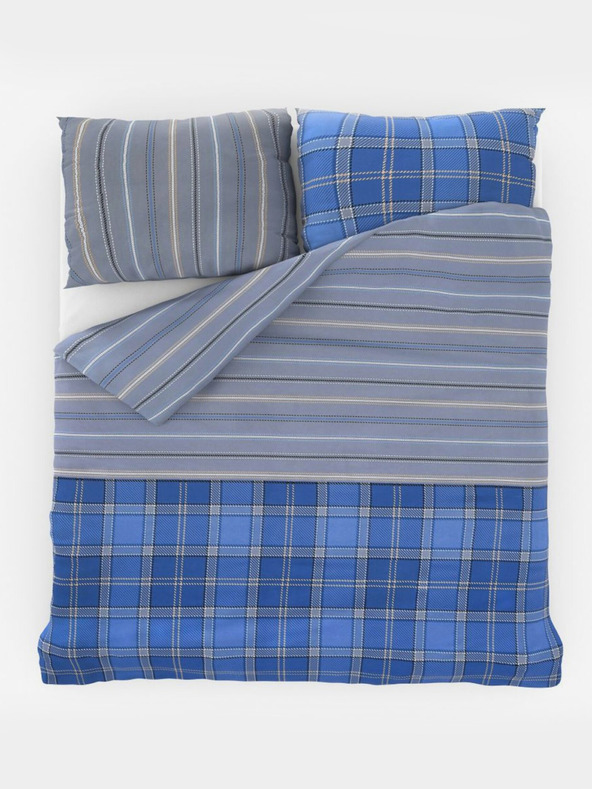 Kvalitex Френско памучно спално бельо DELUX 220x200, 70x90cm CAMPUS синьо
