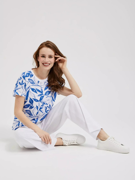 Moodo Синя блуза с принт на листа Moodo