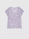 Moodo Лилава блуза с флорален десен и V-образно деколте Moodo
