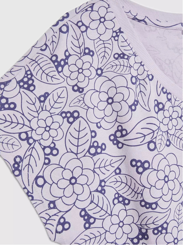 Moodo Лилава блуза с флорален десен и V-образно деколте Moodo