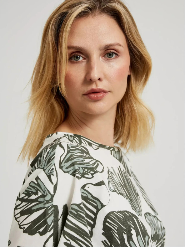 Moodo Зелена блуза с тропически принт Moodo