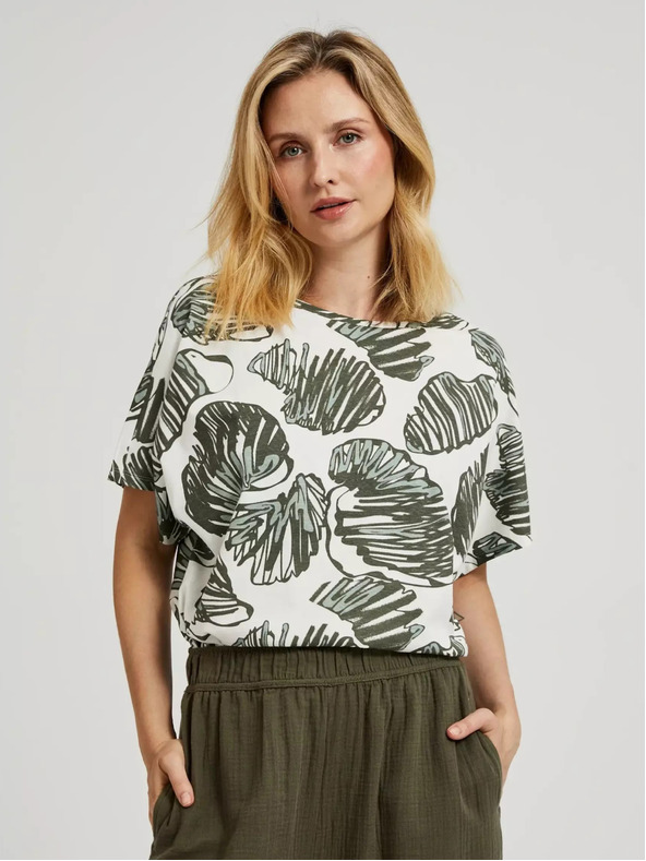 Moodo Зелена блуза с тропически принт Moodo