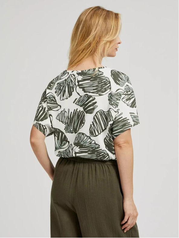 Moodo Зелена блуза с тропически принт Moodo