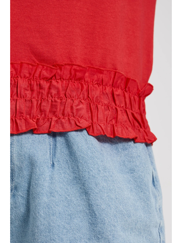 Moodo Червена блуза с V-образно деколте и еластична талия Moodo