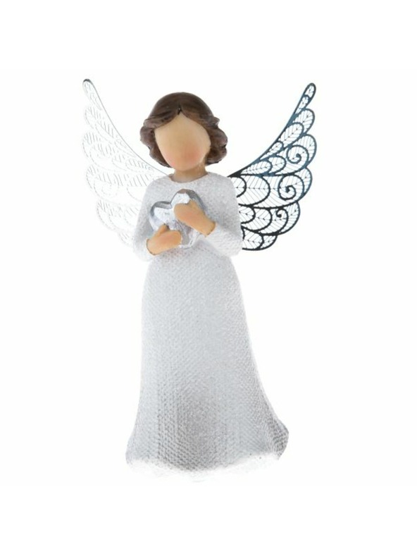 Casa de Engel Полирезинов ангел с метални крила, със сърце, 9/108