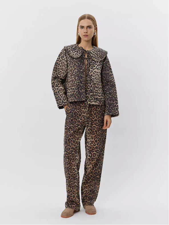 Sofie Schnoor Бежово-кафяви дамски панталони с леопардов принт Sofie Schnoor