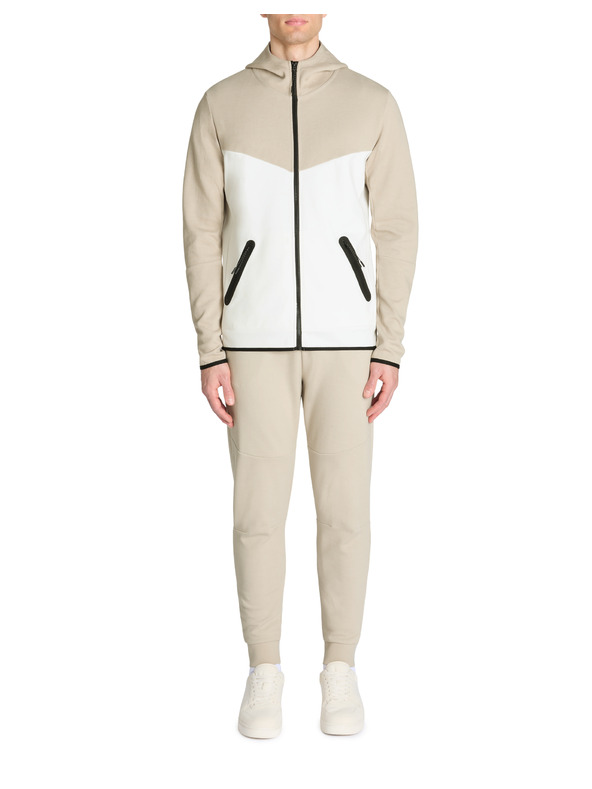 Celio Бежов мъжки суитшърт с цип и качулка Celio Lenewyoke