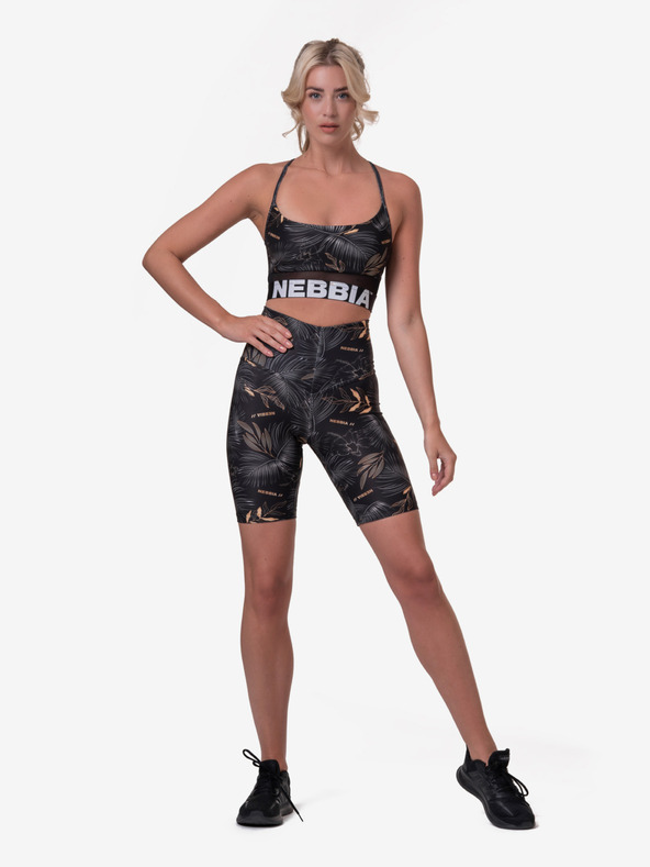 Nebbia Черен дамски спортен клин с щампа Nebbia Biker Shorts