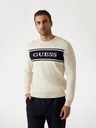 Guess Jeans Мъжки бял пуловер с ивица Guess jeans