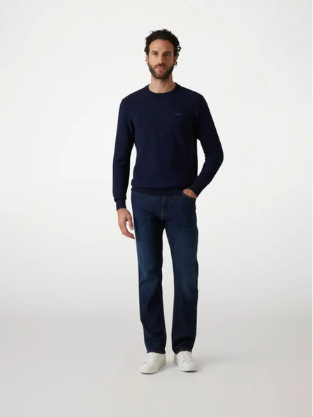 Guess Jeans Мъжки тъмносин пуловер с бродирано лого Guess jeans