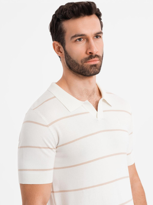 Ombre Clothing Мъжка поло риза от вискоза с хоризонтални ивици Ombre Clothing