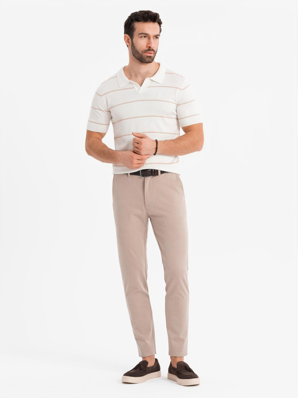 Ombre Clothing Мъжка поло риза от вискоза с хоризонтални ивици Ombre Clothing